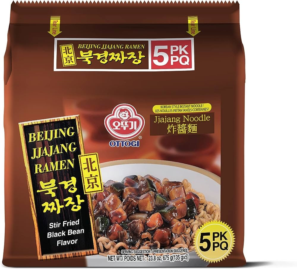Ottogi Korean Style Noodle Stir Fried Black Bean Flavor - 5 pack