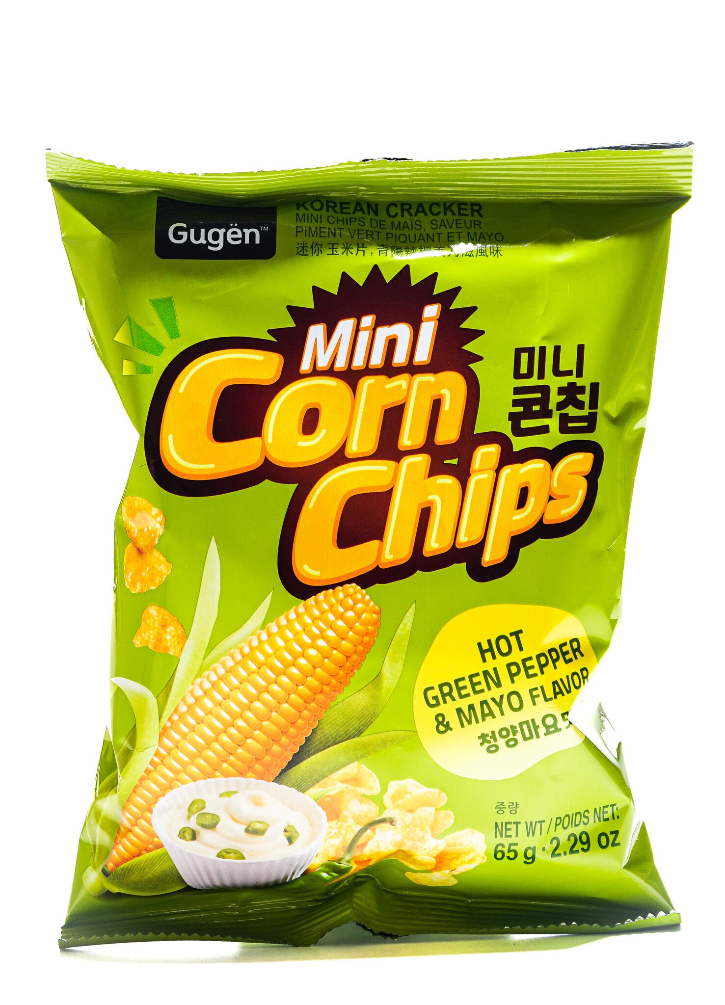 Gugen Mini Corn Chips Hot Green Pepper & Mayo - 65g
