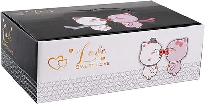 Hinomaru Collection Sweet Love Pig Couple Mug Set With Stirring Spoons (Black White) - 0