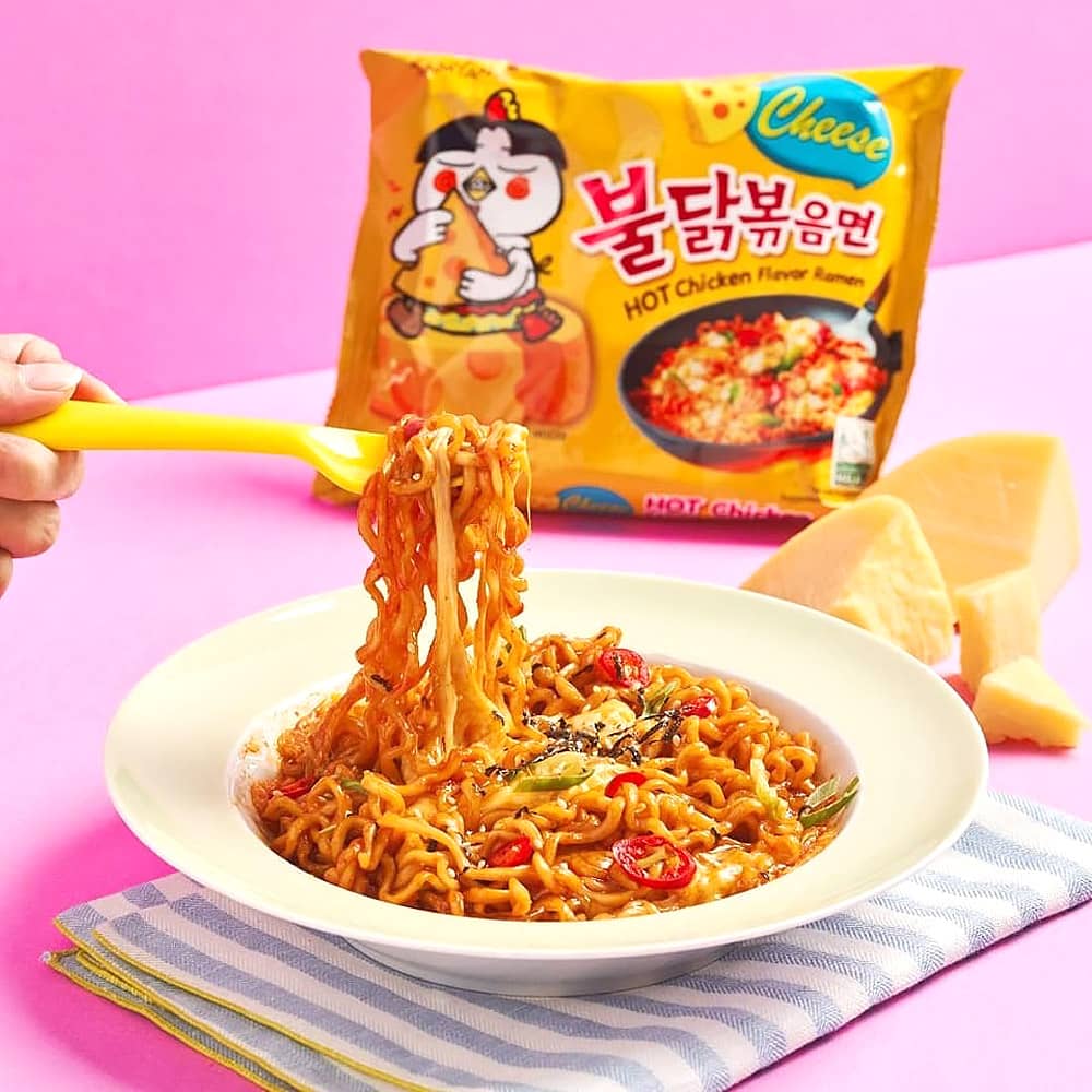 Samyang Buldak Stir-Fried Noodle Hot Spicy Chicken Cheese Flavor Ramen - 5 pack