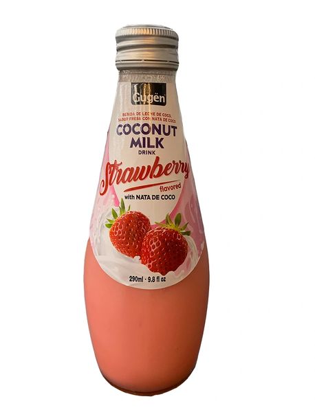 Gugen Coconut Milk Drink with Nata De Coco (Strawberry Flavored) - 290ml/9.8FLoz