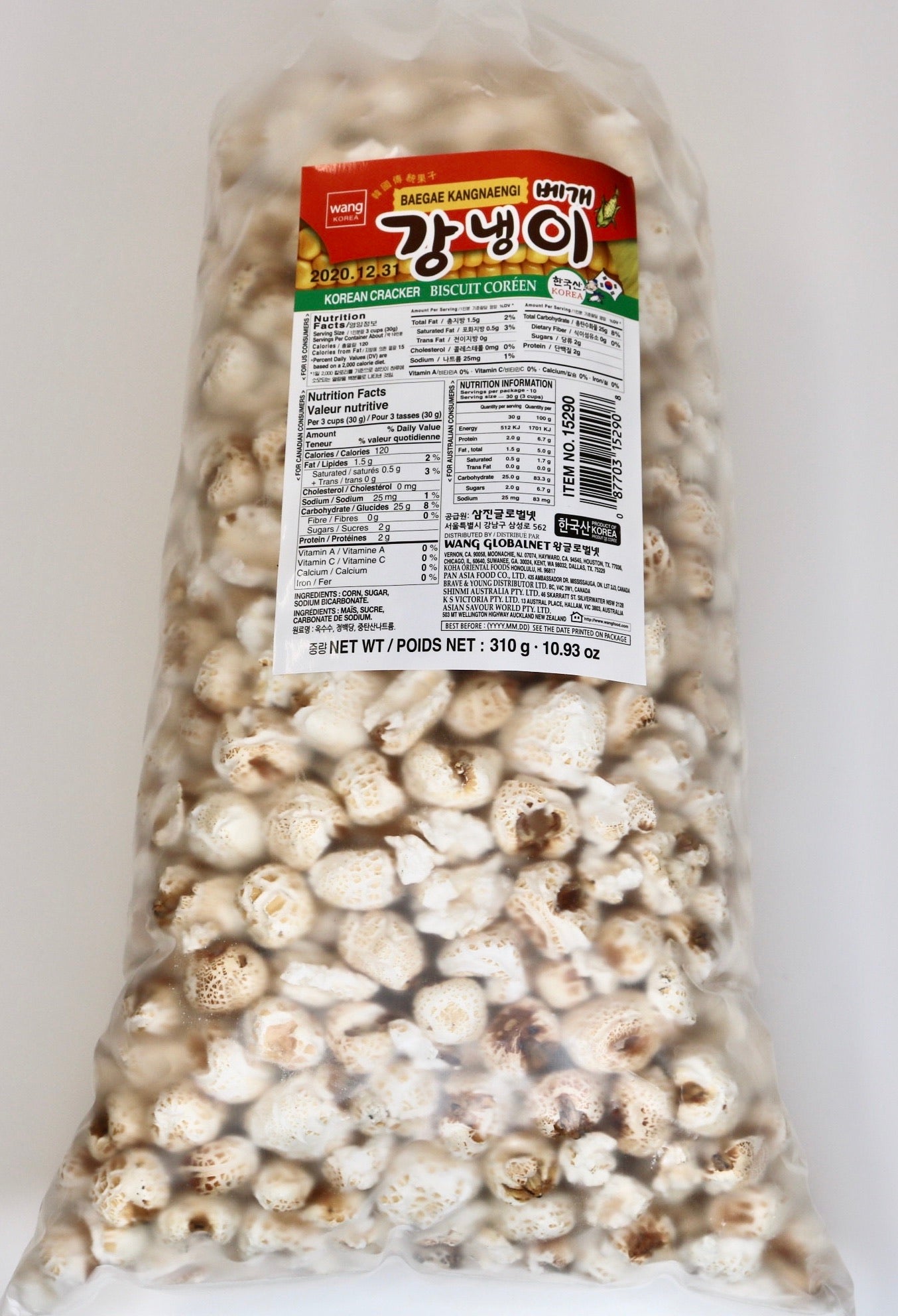 Wang Korea Baegae Kangnaengi Corn Snack - 310g/10.93oz