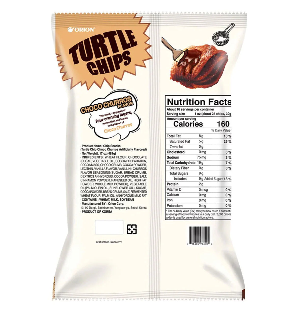 Orion Choco Churro Turtle Chips - 160g - 0