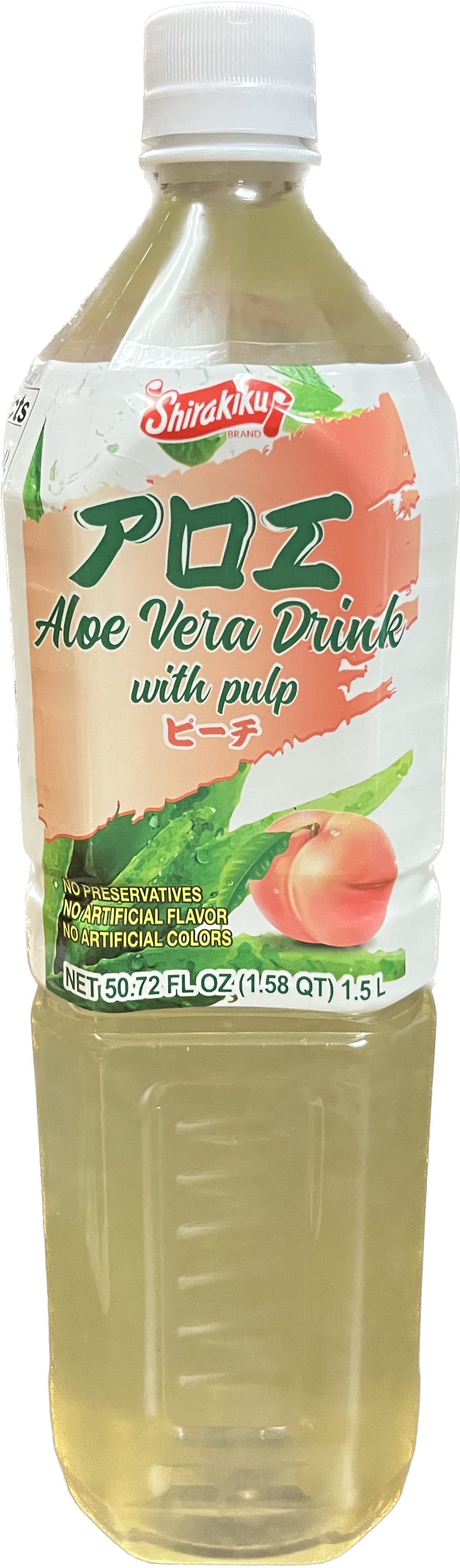 Shirakiku Peach Aloe Vera Drink with pulp - 1.5L