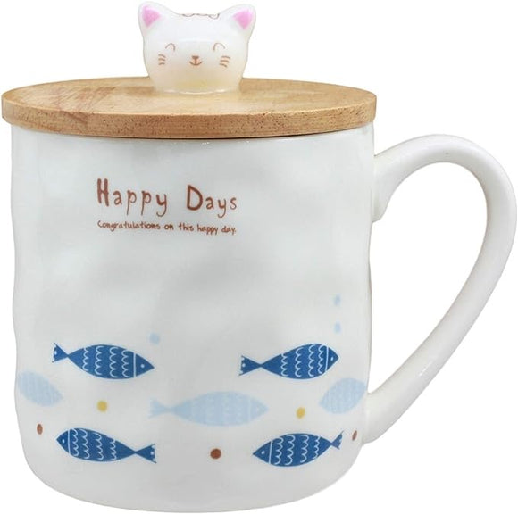 Ebros Happy Days Fishing Kitty Ceramic Mug
