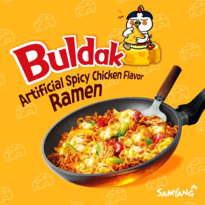 Samyang Buldak Stir-Fried Noodle Hot Spicy Chicken Cheese Flavor Ramen - Paquete de 5