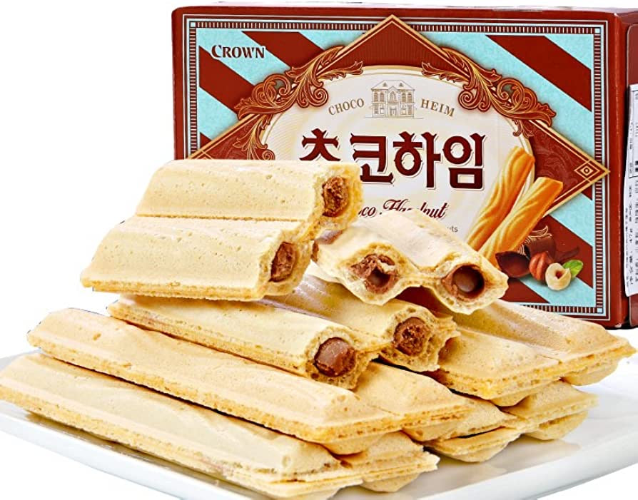 Crown Confectionary Choco Heim Choco 헤이즐넛 초코 크림 웨이퍼 - 18팩 - 284g/10.02oz-5