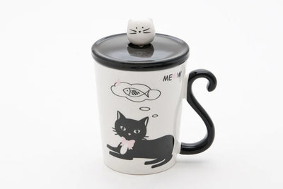 Taza Gato con Tapa y Cuchara