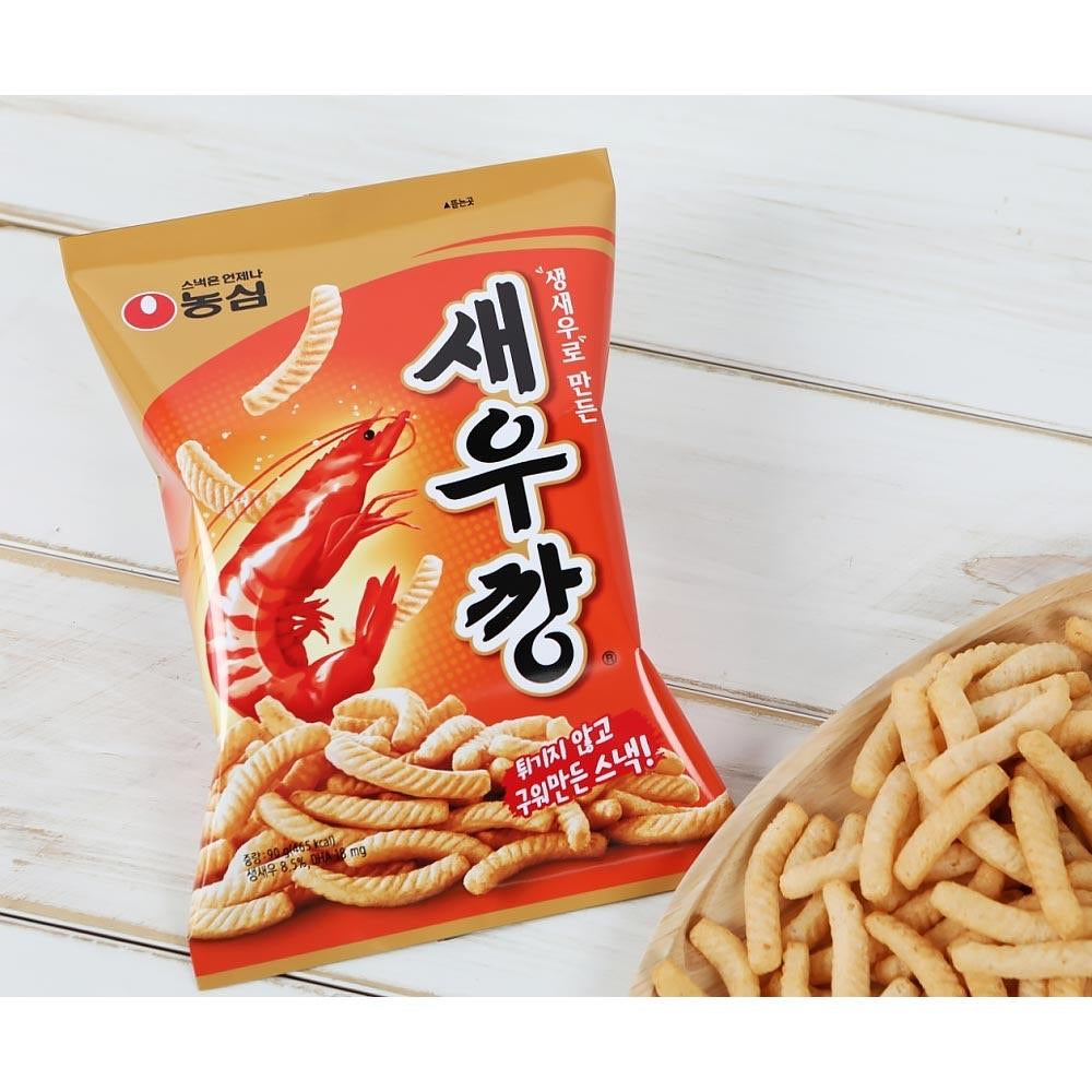 2 Bags – Nongshim Shrimp Cracker Chips – Original Flavor – Korean Snack