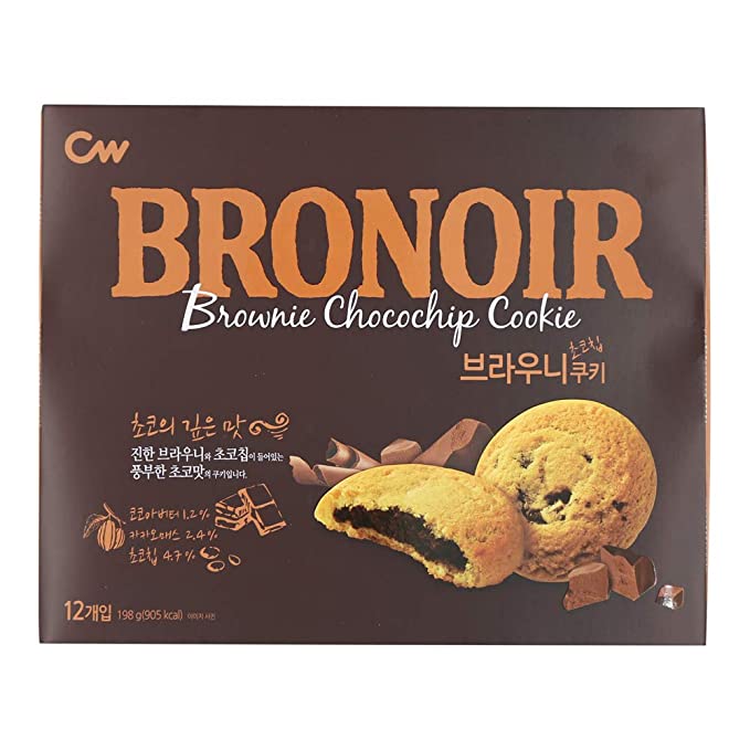 청우 브로누아 브라우니 초코칩 쿠키 (12팩) - 198g/6.98oz