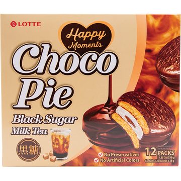 Lotte Choco Pie (Black Sugar Milk Tea. 12 packs) - 336g/11.85oz
