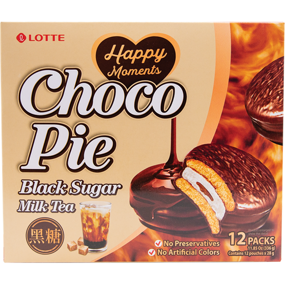 Lotte Choco Pie (Black Sugar Milk Tea. 12 packs) - 336g/11.85oz