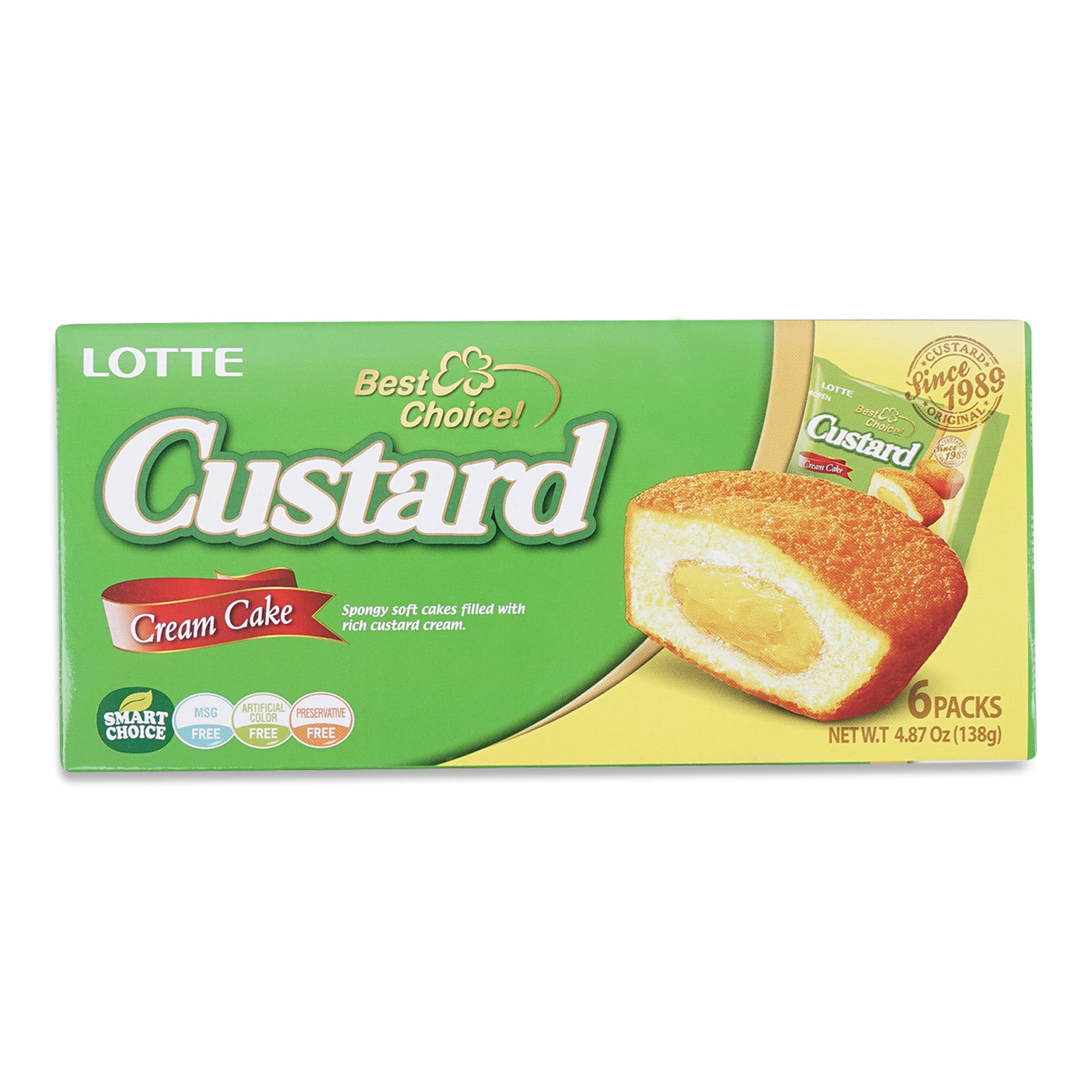 Lotte Custard Cream Cake (6 packs) - 138g/4.87oz