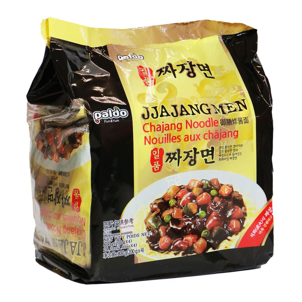 Paldo Jjajangmen Chajang Fideos con Salsa Negra (paquete de 4) - 800g/28.2oz