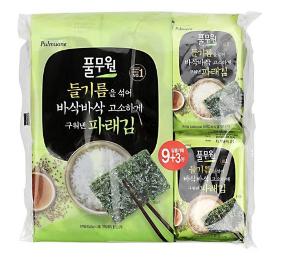 Pulmuone Crispy Seaweed Original Green Laver  12 pack