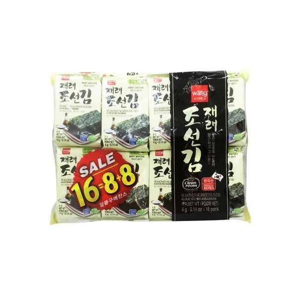 Wang Korea Seasoned Seaweed (Laver)(16 packs) - 64g/2.24oz