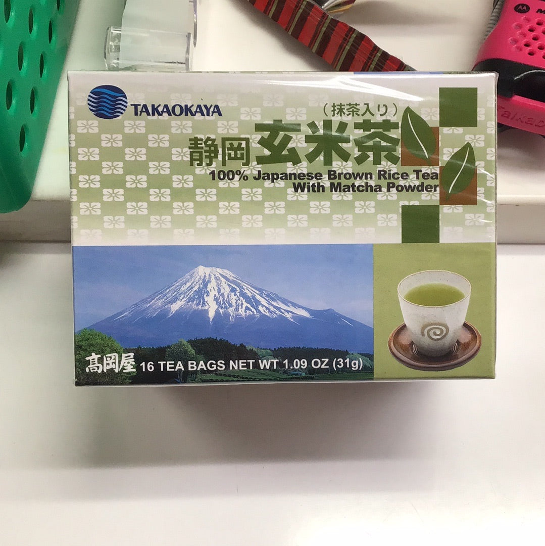 Takaokaya 100 % té de arroz integral japonés con polvo de matcha