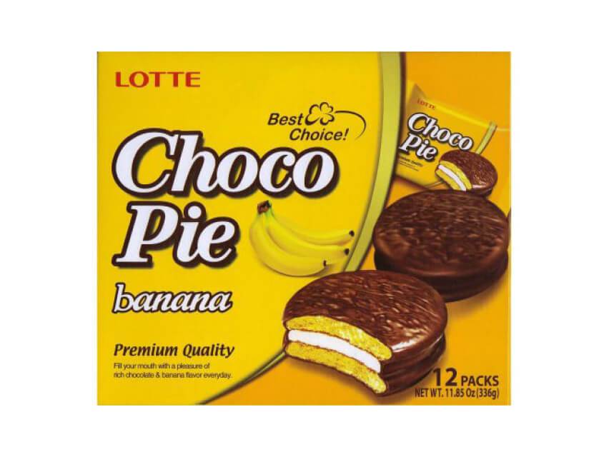 Lotte Choco Pie Plátano - Paquete de 12 - 336g/11.85oz-1