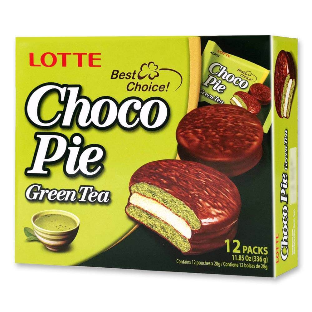 Lotte Choco Pie Green Tea - 12 Pack - 336g/11.85oz-1