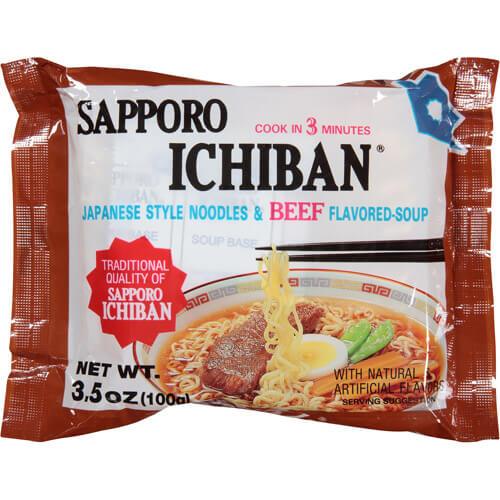 Ramen con sabor a carne de vacuno Ichiban de Sapporo (individual) - 100 g/3,5 oz